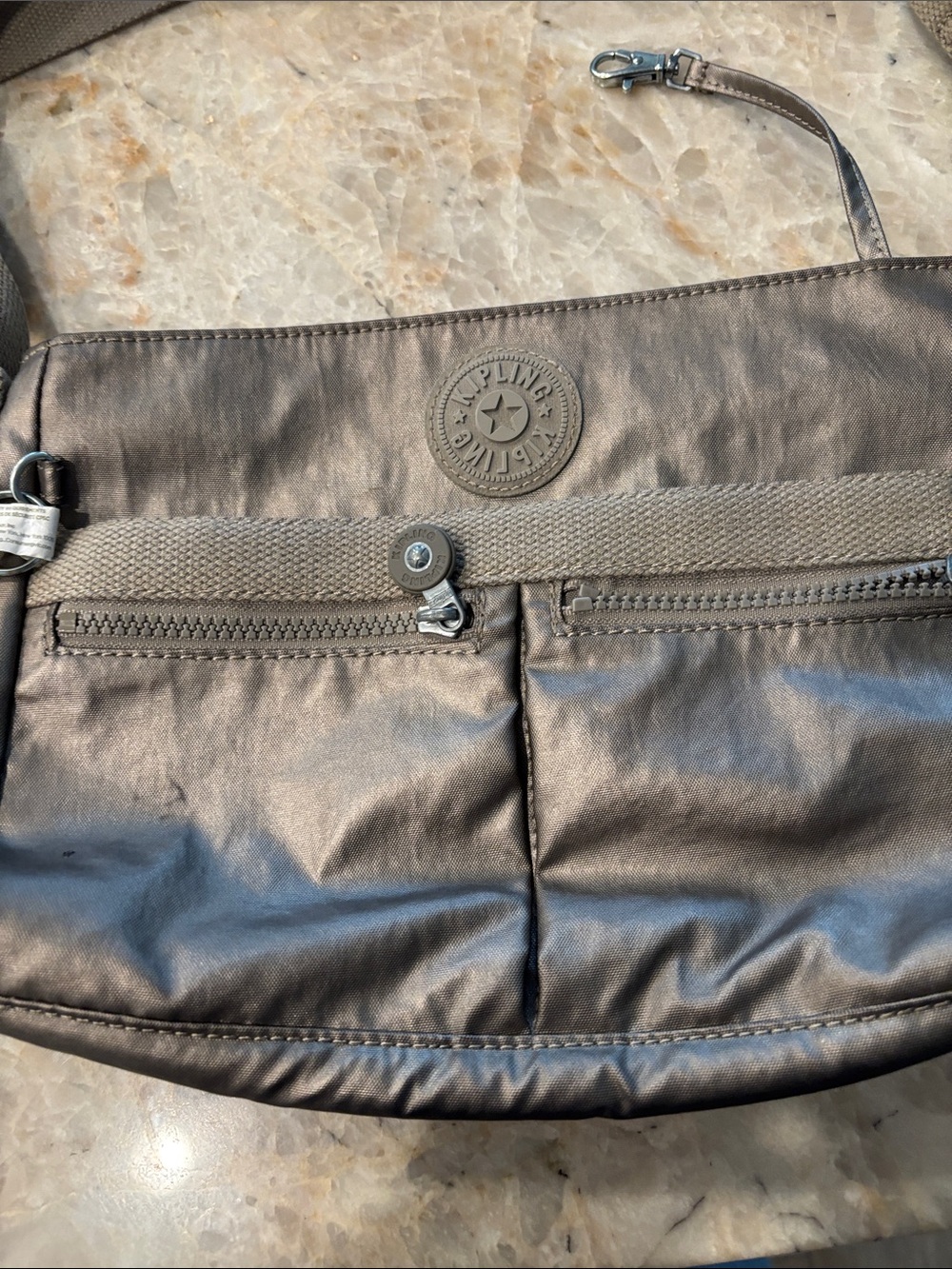 Kipling Metallic Taupe Messenger Bag